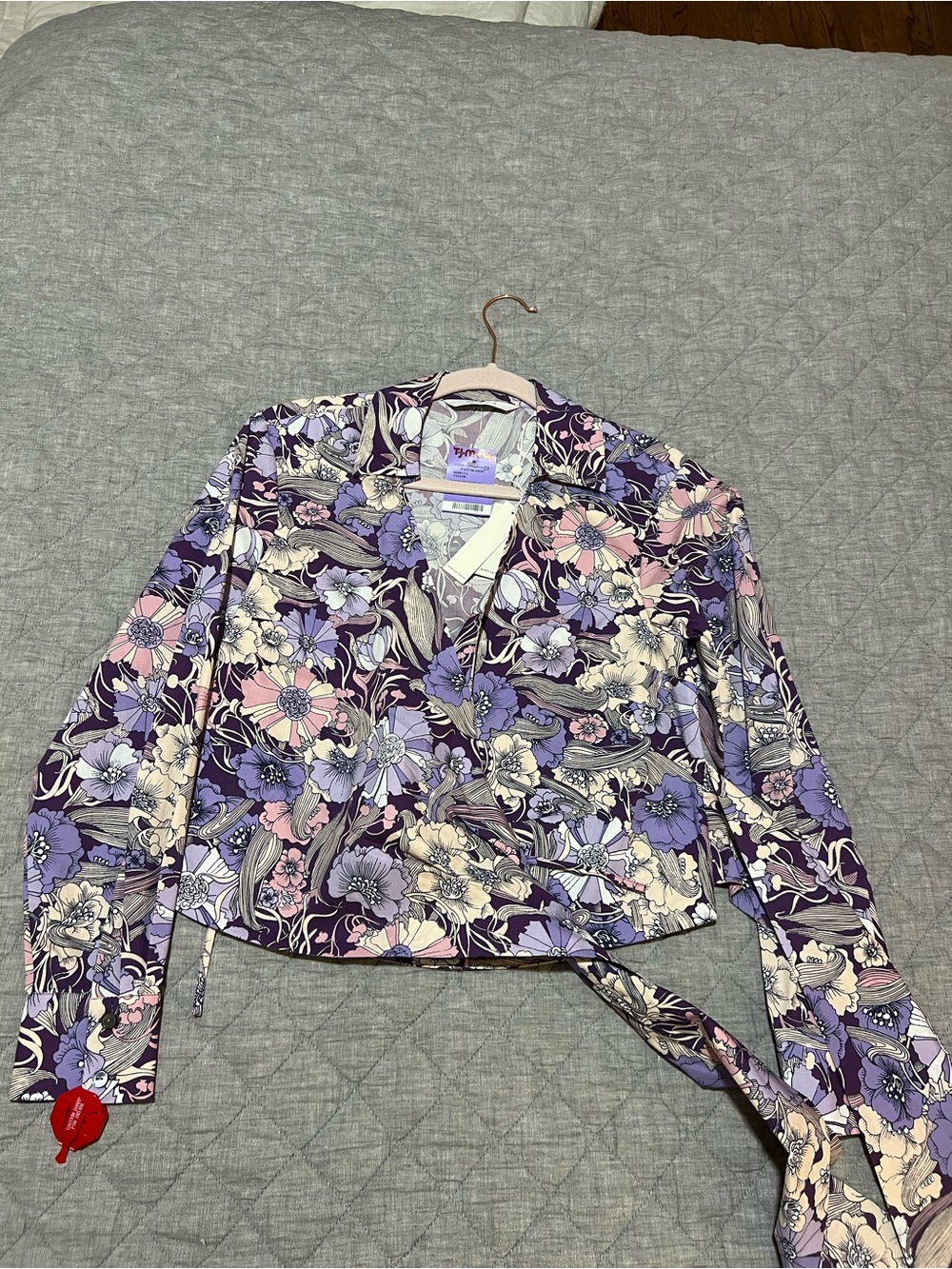 Floral Wrap Jacket in Lavender & Pink - Women’s Lightweight Shirt